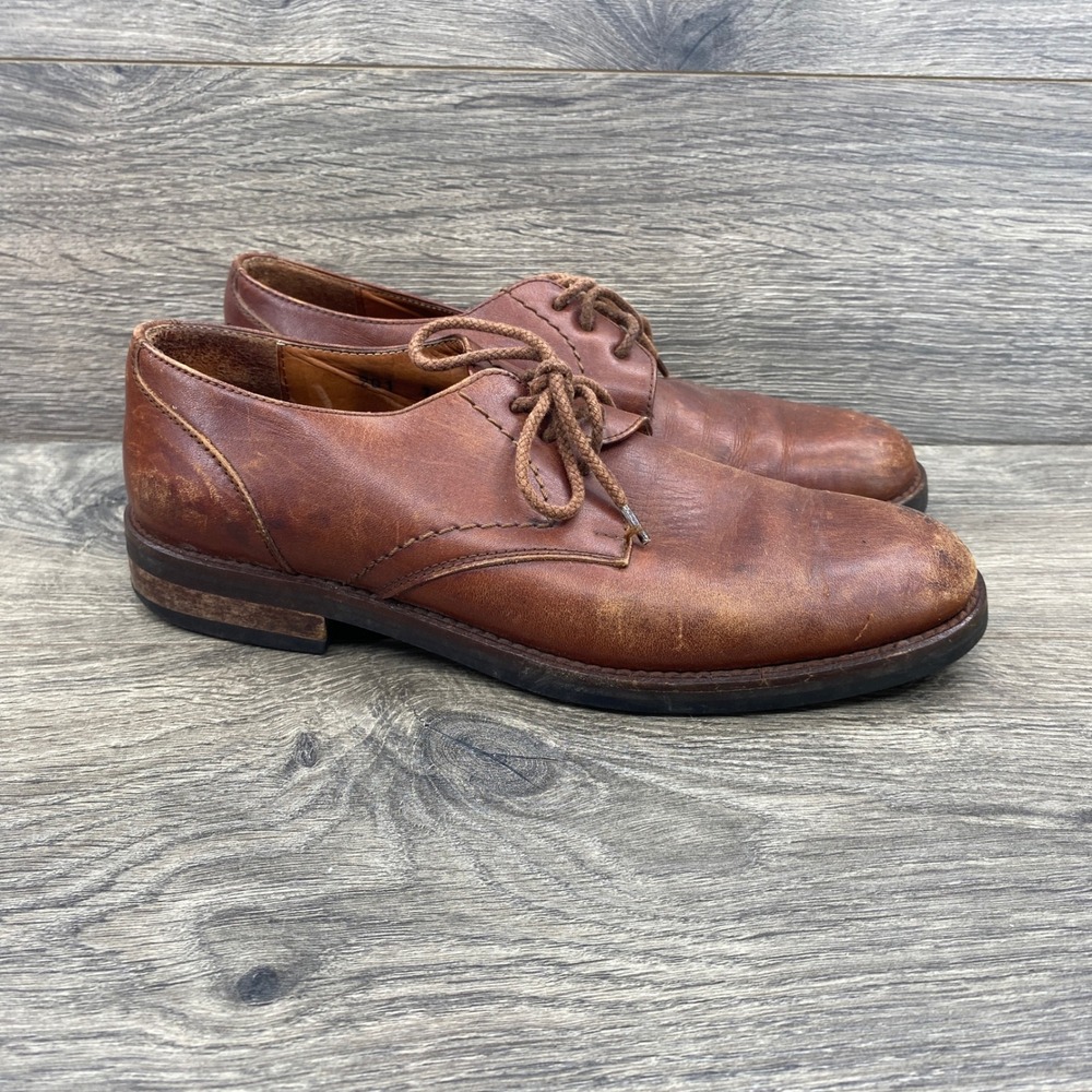 Coach Derby Shoes Mens 7.5 Brown Leather Lace Up Made In Italy 201